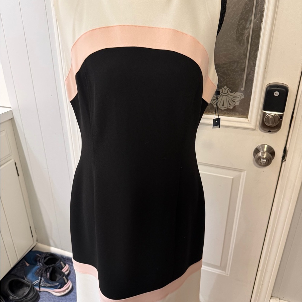 Tommy Hilfiger Black and White Mini Dress with Pink Accents - Picture 2 of 6